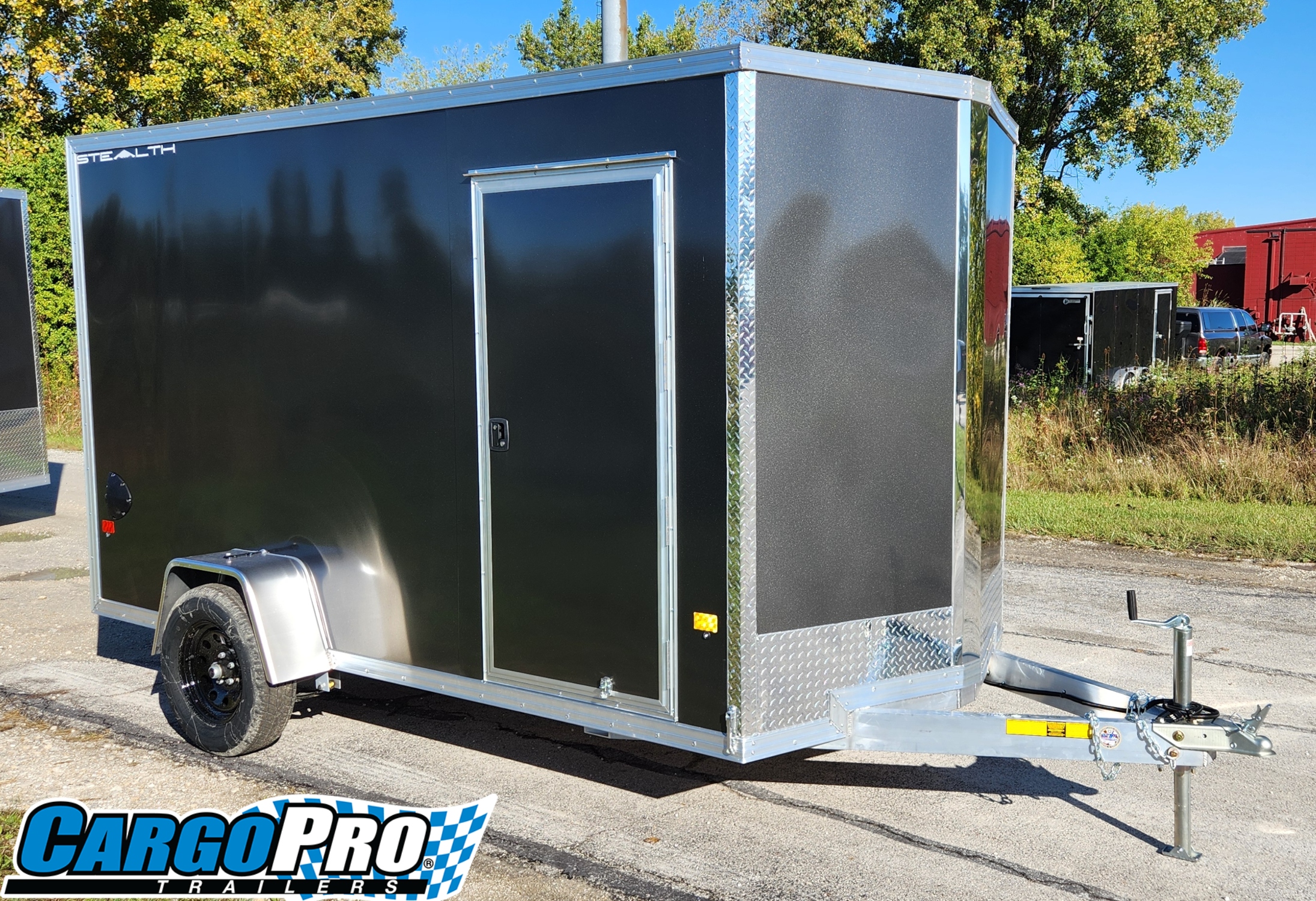 CargoPro Stealth 6x12 All Aluminum Cargo Trailer with Ramp Door & 9" Extra Height- Charcoal